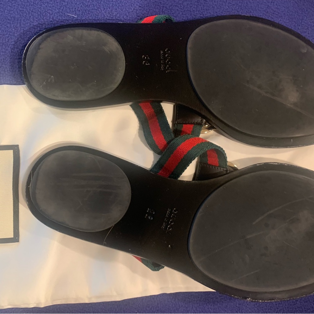 Gucci Black and Green Sandals - Picture 6 of 9